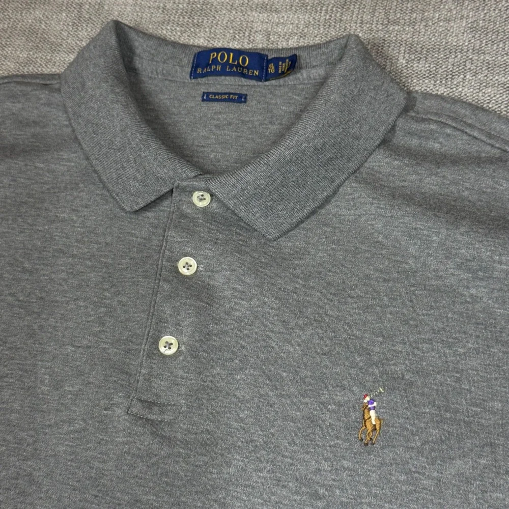 Polo Ralph Lauren Mens XL Gray Classic Fit Short Sleeve Colorful Pony Polo Shirt